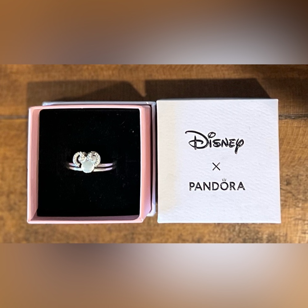 Pandora x Disney Ears Stackable Ring set in Silver, size 8